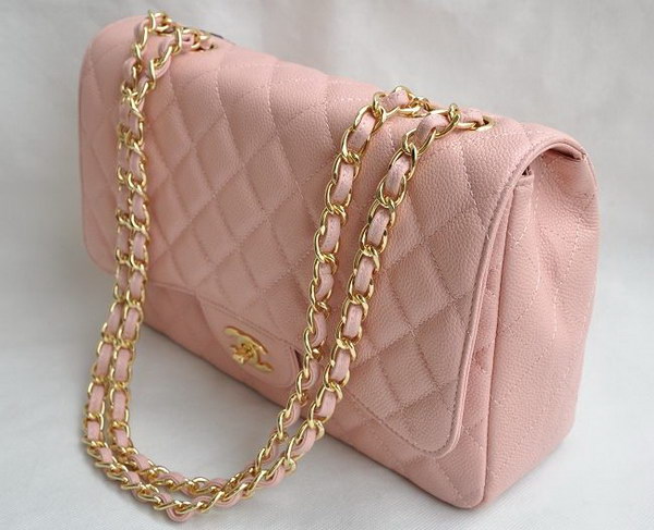 7A Replica Chanel Jumbo A28600 Pink Caviar with Golden Hardware Flap Bags